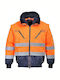 Portwest Work Jackets Reflective for Winter with Removable Lining and Detachable Hood Orange