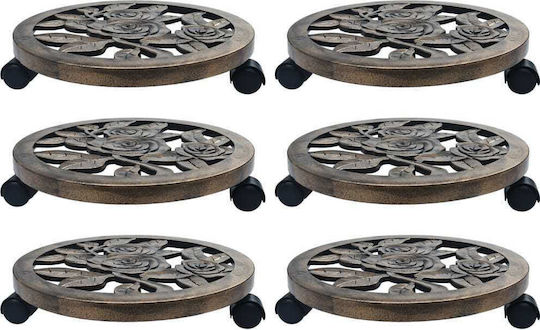 vidaXL Pot Stands Plastic Bronze with Wheels 38cmx38cmcm. 6pcs
