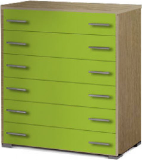 Детска гардеробна шкафче No 4 Oak-Light Green с 6 чекмеджета 90x45x108бр