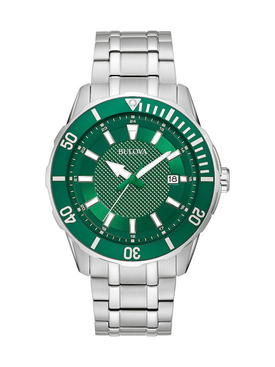Bulova Sport Ανδρικό Ρολόι 44mm Χρονογράφος Μπαταρίας με Ασημί Μεταλλικό Μπρασελέ