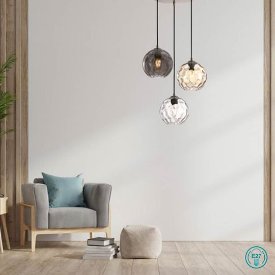 Sun Light Κρεμαστό Φωτιστικό Διάφανο με Ντουί E27 30εκ.