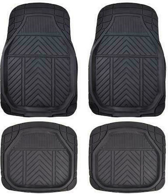 Autoline Set of Front and Rear Mats Universal Tray Type 4pcs from Rubber Black