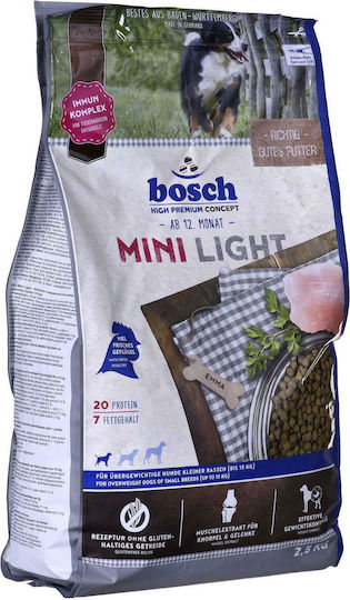Bosch Petfood Concepts Mini Light Adult 2.5kg Dry Food Diet, Gluten-Free for Adult Dogs with Chicken
