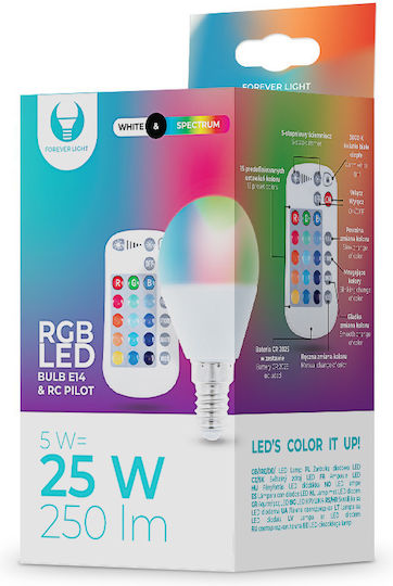 Forever Light Smart Lampe LED 5W für Fassung E14 und Form G45 RGBW 250lm