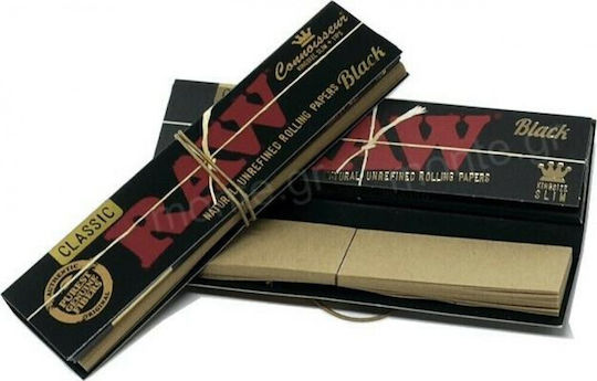 Raw Classic Black Cigarette Rolling Papers King Size Slim with Cone Tips 32 sheets 1pcs