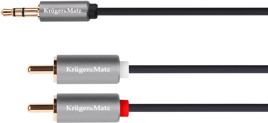 Kruger & Matz Καλώδιο Ήχου 3.5mm male - RCA male Μαύρο 1.8m με Επίχρυσους Ακροδέκτες KM1214