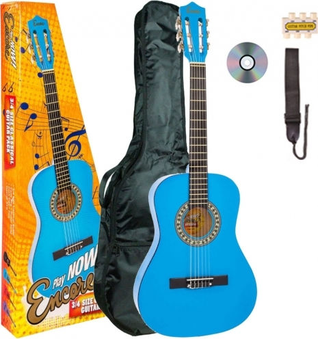 JHS Encore Kids Classical Guitar 3/4 Outfit Pack Blue