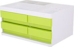 Deli Plastic Desktop Drawer 4 Number of Spit 26.4x18.9x13.1cm Green 231.