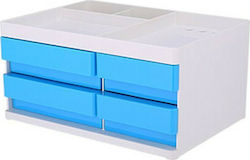 Deli Plastic Desktop Drawer 4 Number of Spit 26.4x18.9x13.1cm Light Blue 231.