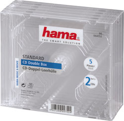 HAMA CD Box with 2 Trays Transparent 5pcs