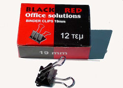 Black Red Clip Metallic 19mm Black 12pcs