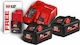 Milwaukee Set 2 Baterii Unelte Litiu 18V Capacitate 5.5Ah cu Încărcător M18 HNRG-552