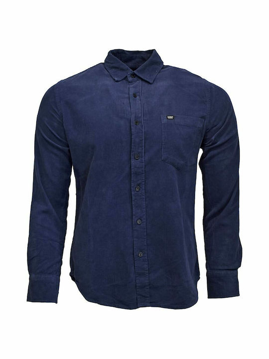 Basehit Men's Shirt Long Sleeve Denim Navy Blue