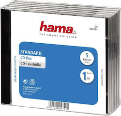 HAMA CD Box pentru 1 Disc cu Față Transparentă în Culoarea Negru 5buc