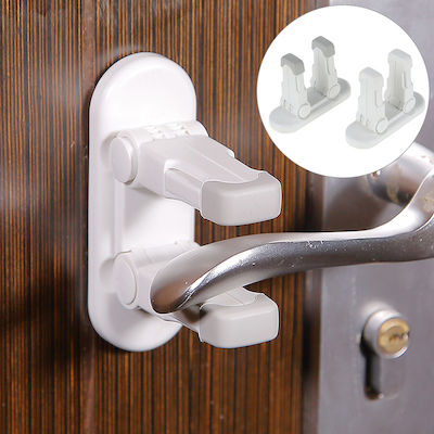 Door Safety Locks with Sticker made of Plastic in White Color 2pcs