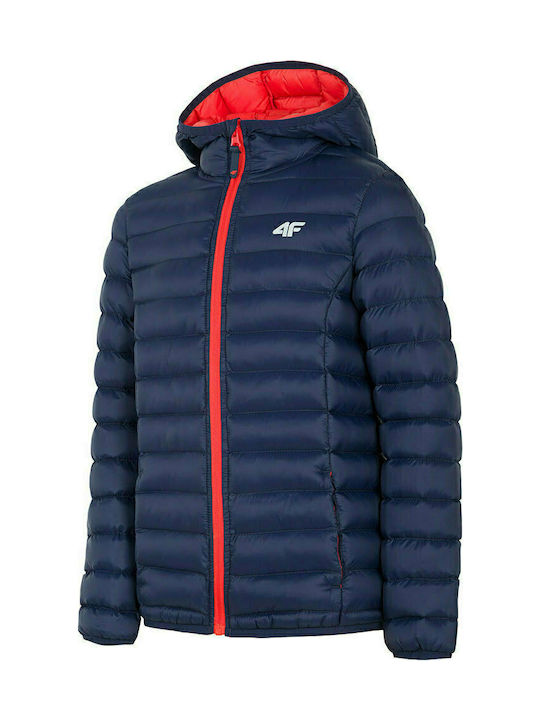 4F Kids Quilted Jacket Short with Hood Blue