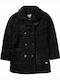 Basehit Women's Curly Short Half Coat with Buttons Black