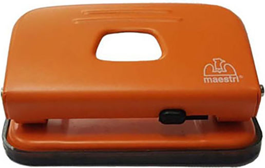 Romeo Maestri Paper Punch 2-Hole for 10 Sheets Various Colours in Orange Colour