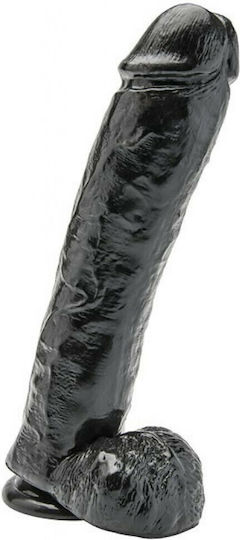 ToyJoy Get Real Dildo Dong with Balls Glass Dildo with Balls and Suction Cup Black 28cm