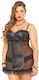 Leg Avenue Padded Chemise Plus Size Set Sexy Babydoll Black