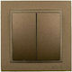 Mono Electric Despina Metallic Recessed Wall Switch Double with Frame Aller Retour Brown