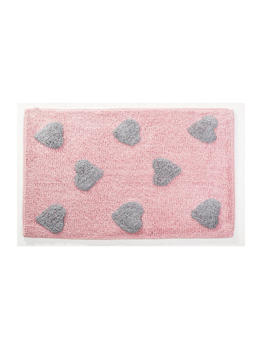 Sidirela Bath Mat Cotton Hearts Pink 50x80cm