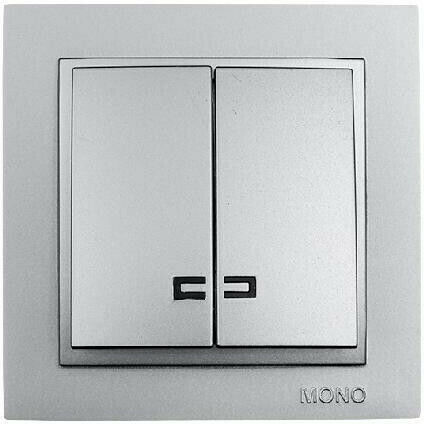 Mono Electric Despina Metallic Χωνευτός Διακόπτης Τοίχου Διπλός με Πλαίσιο Ασημί