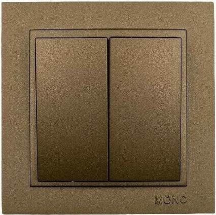 Mono Electric Despina Metallic Recessed Wall Switch Lighting Two-Way with Frame Brown