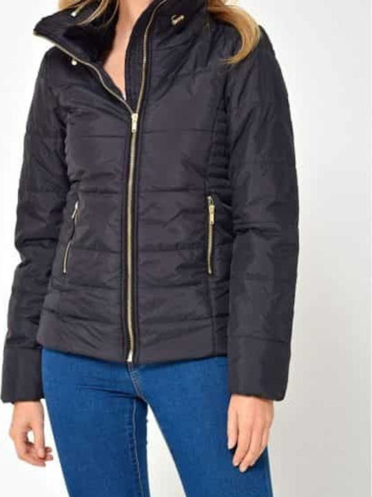 Only Women's Short Puffer Jacket for Winter Navy