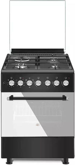 Calfer Gas Aragaz 64lt cu Plite pe Gaz Lichefiat & Electricitate L60cm. Black