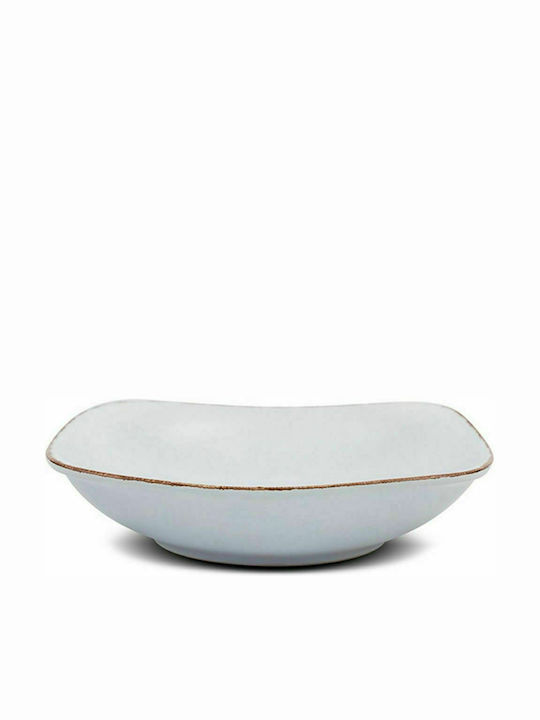 Nava White Sugar Plate Soup Square Ceramic Whit...