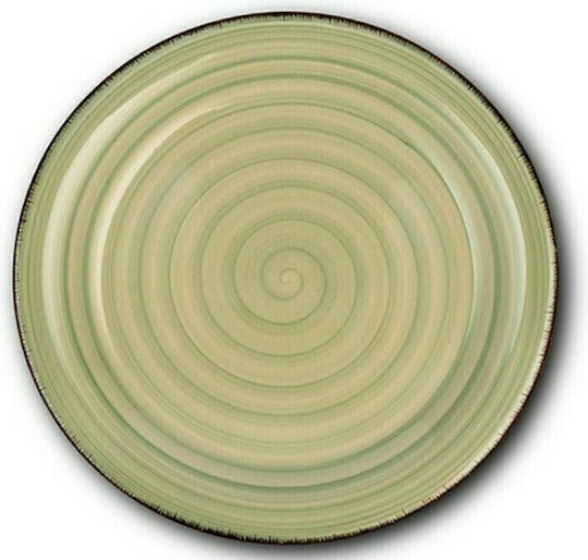 Nava Lines Plate Desert Ceramic Green with Diameter 19.5cm