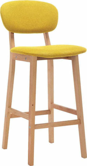 Stool Bar with Backrest Upholstered with Fabric Yellow Mustard 2pcs 45x47x92cm