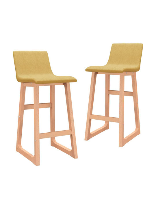 Stool Bar with Backrest Upholstered with Fabric Yellow Mustard 2pcs 38x45x85cm