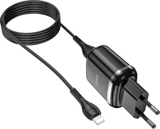 Hoco Ladegerät mit 2 USB-A Anschlüsse und Kabel Blitzschlag Schwarzs (N4 Aspiring)