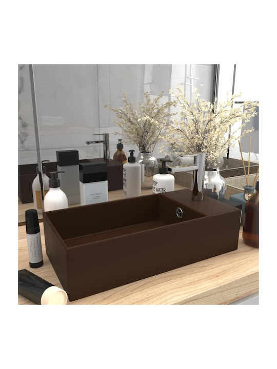 vidaXL Vessel Sink Ceramic 48x25x15cm Brown