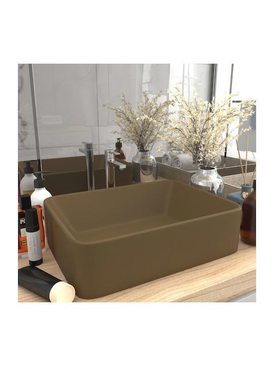 vidaXL Vessel Sink Ceramic 41x30x12cm Brown