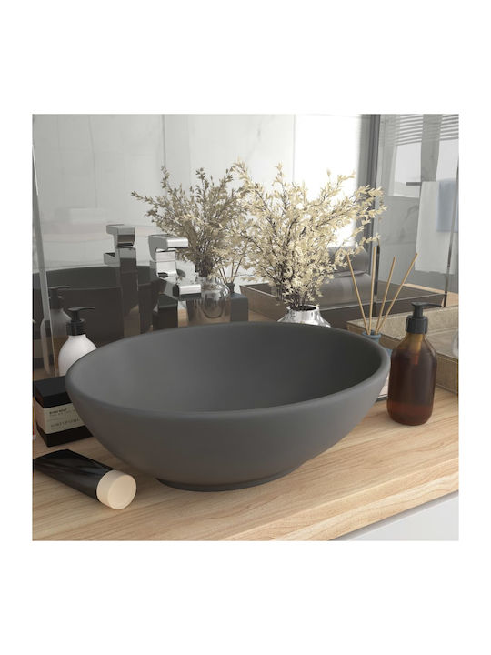 vidaXL Vessel Sink Ceramic 40x33x13.5cm Gray