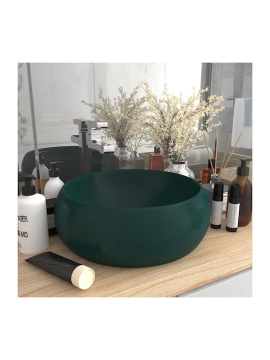 vidaXL Vessel Sink Ceramic 40x40x15cm Green