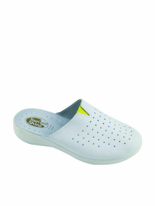 Sunshine Women's Leather Anatomic Clogs White/Yellow