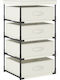 Storage Shelf Unit Made of Metal and Fabric with 4 Drawers M45xW38xH80cm