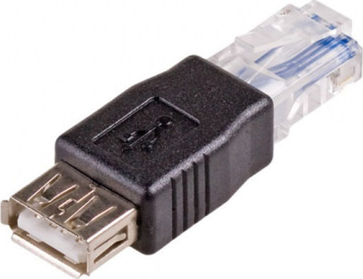 Akyga Конвертор USB-A женски към RJ-45 мъжки Черен 1бр AK-AD-27