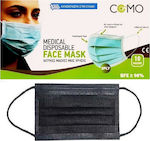 Comomed Χειρουργική Μάσκα μιας Χρήσης 3ply Type II BFE >98% Μαύρο 50τμχ