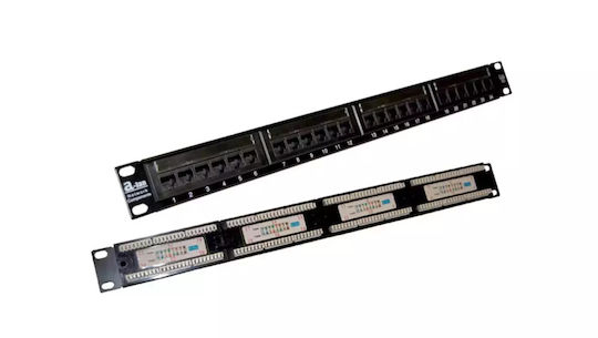 A-LAN Patch Panel για Rack 1U 24 Θυρών cat5e Μαύρο