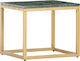 Square Side Table Metal Green Stone / Gold L40xW40xH35cm.