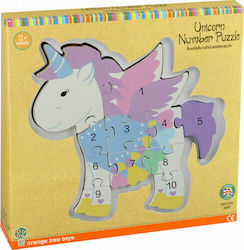 Ξύλινο Παιδικό Puzzle Unicorn Number για 1+ Ετών 11pcs Orange Tree Toys