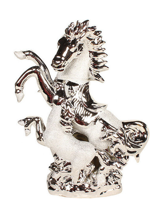 Keskor Decorative Horse made of Ceramic Horse in Silver 22x10x29cm 1pcs