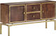 Wooden & Metallic Buffet with Drawers Natural L120xW29xH60cm