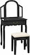 Wooden Makeup Dressing Table Black with Mirror 65x36x128cm