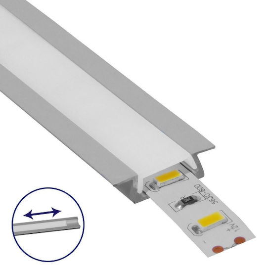 GloboStar Walled Aluminum Profile for LED Strip with Opal Cover 100x2.2x0.6cm
